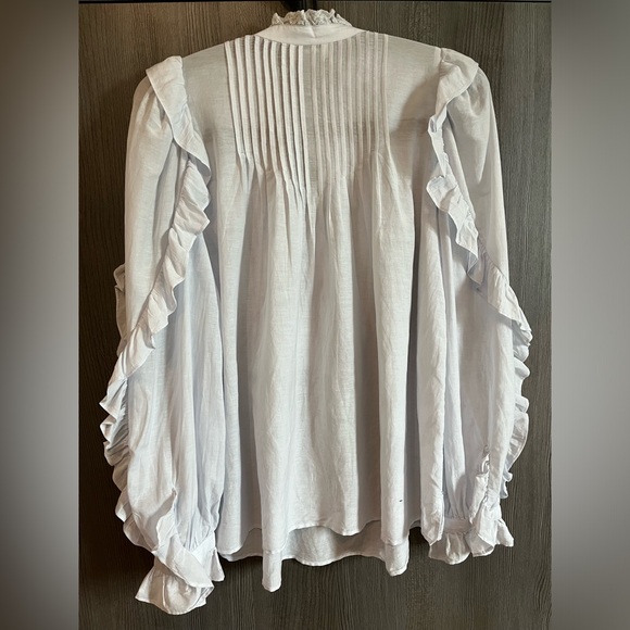 NWOT Zadig & Voltaire Timmy Tomboy ruffles shirt in light blue - Picture 8 of 9